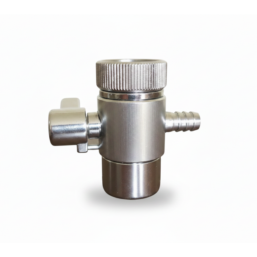 Metal valve or regulator on a white background