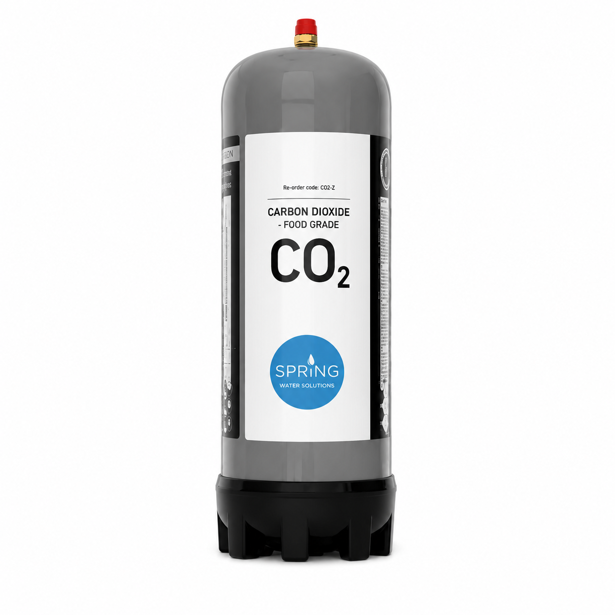 CO2 tank with a label on a white background