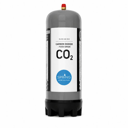 CO2 tank with a label on a white background