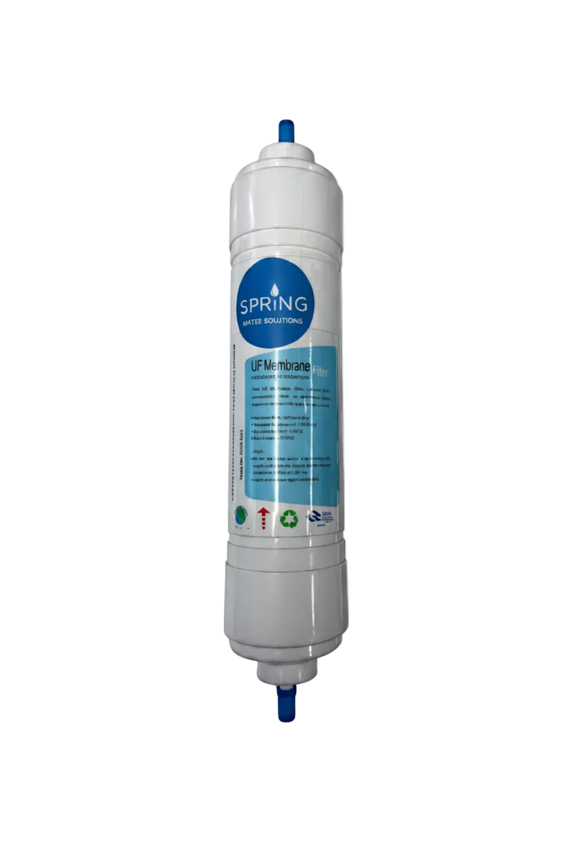 Water filter cartridge with 'Spring' branding on a white background