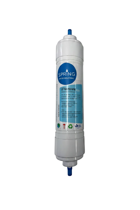 Water filter cartridge with 'Spring' branding on a white background